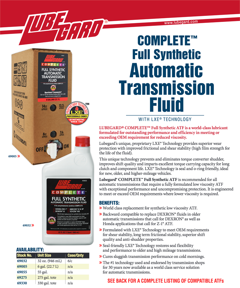 SYNTHETIC AUTOMATIC TRANSMISSION FLUID LUBEGARD 32 Oz / 1 Quart